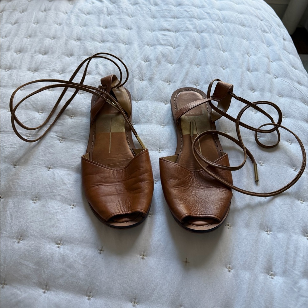 *******SOLD*******Dolce Vita Brown Leather Long Strappy Heels Size 8